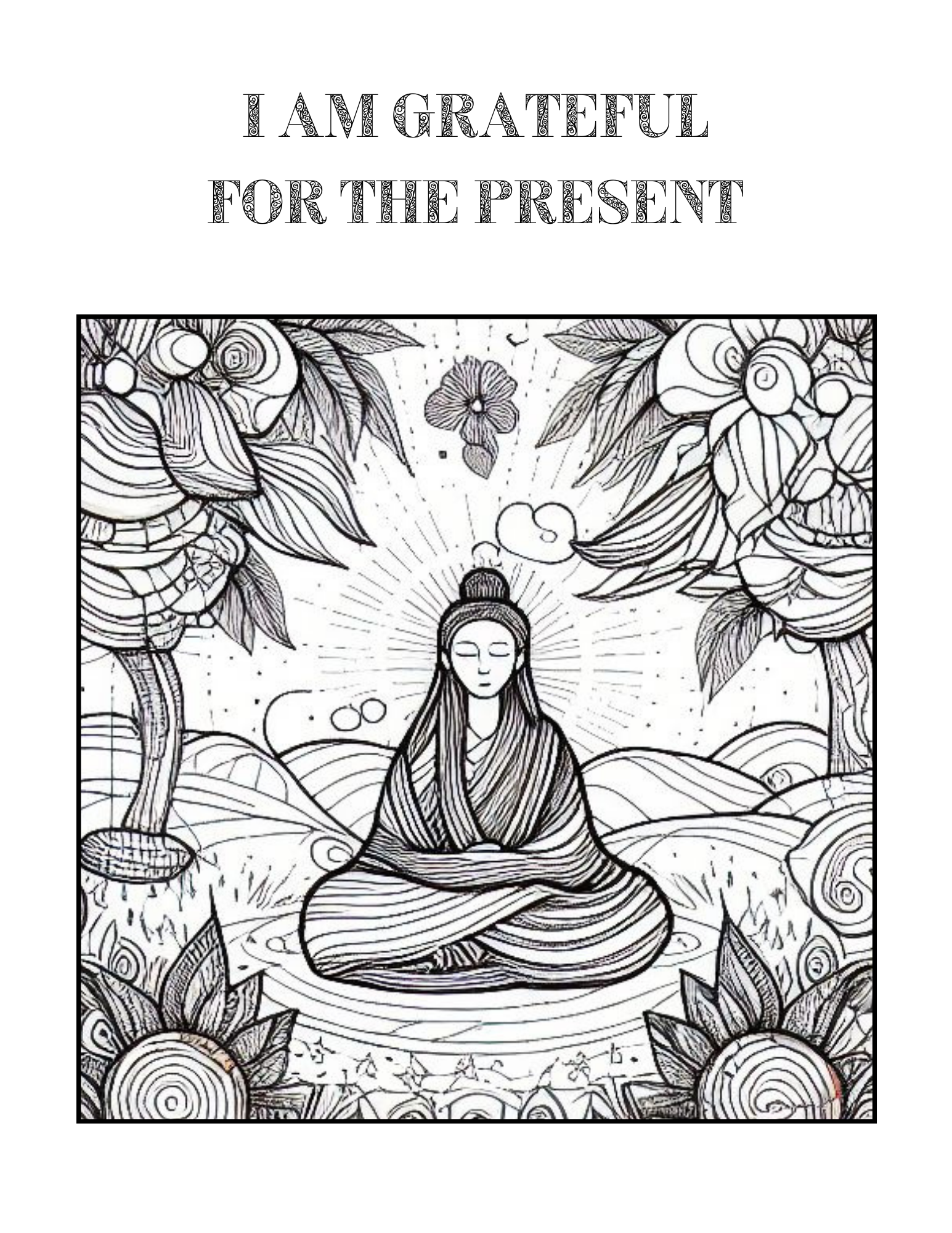 I am Grateful for the Present Coloring Page